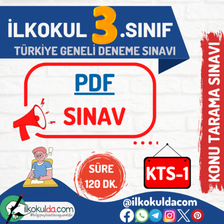 3. Sınıf Şubat Ayı PDF Türkiye Geneli Konu Tarama Deneme Sınavı (KTS-1)