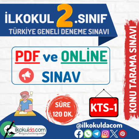 2. Sınıf PDF ve ONLİNE Mart Ara Tatili Türkiye Geneli Konu Tarama Deneme Sınavı (KTS-1)