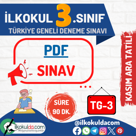 3. Sınıf Kasım Ara Tatili Türkiye Geneli Deneme Sınavı (TG-3)