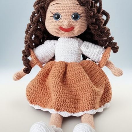 El Yapımı Kıvırcık Saçlı Amigurumi Kız Bebek | Örgü Oyuncak | Hediyelik Bebek