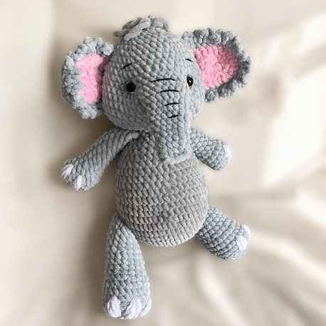 El Yapımı Peluş Fil Amigurumi | 35 cm | Yumuşak Uyku Arkadaşı & Hediyelik Oyuncak