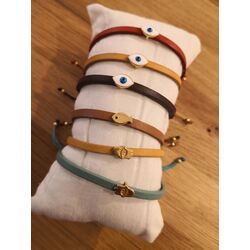 'evil eye' deri bileklik 