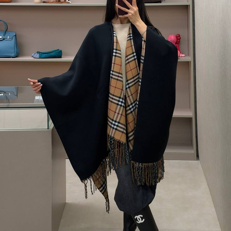 Burberry Reversible Check Wool Poncho 