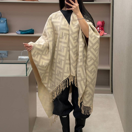 Fendi Check Wool Poncho 