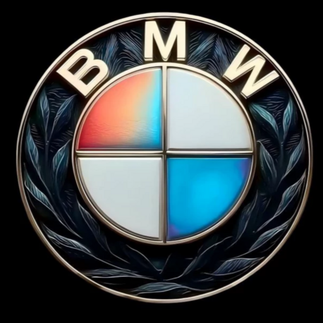 BMW 3D Kabartmalı Çelenk Motifli İridyum Amblem (Siyah & Gold)