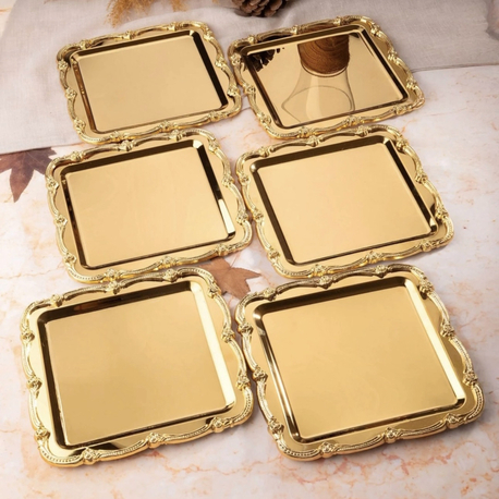 6 adet gold sunum tepsi 