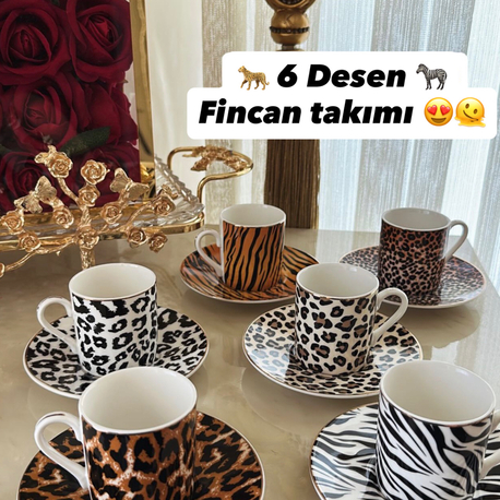 Desenli Fincan Takımı 6 kişilik 