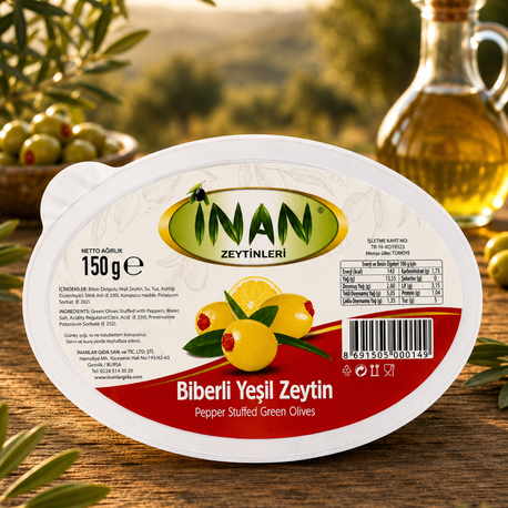 Biberli Yeşil Zeytin iri boy