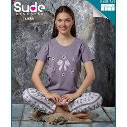 Kadın Kısakollu Likralı Pijama Takımı