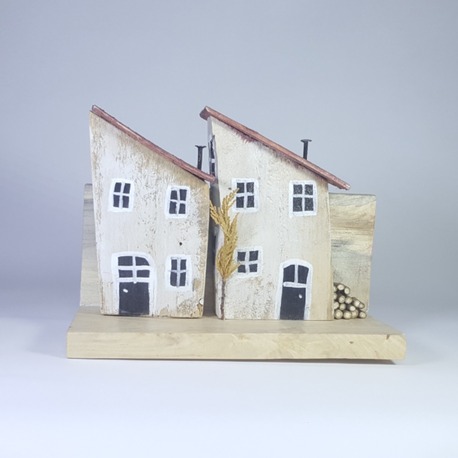 Eşsiz 3 Boyutlu Sokak Canlandırması - Ahşap ve Doğanın Buluşması (23x18x11 cm.)