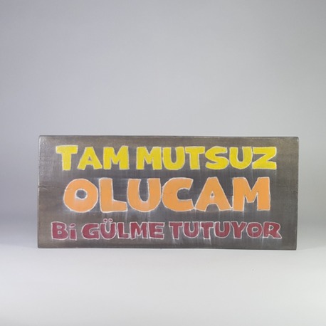 El Yapımı Masif Ahşap Duvar Süsü - 55x15 cm