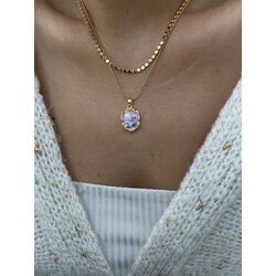 Pearl Vintage İnci Çiçekli Çerçeve Çelik Kolye