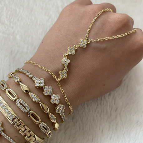 Ysx | 14K Yonca Model Şahmeran Bileklik 