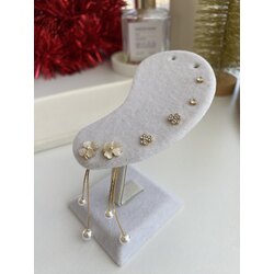 925 Gümüş Uçlu | Çiçekli Sallantılı 6’lı Set Küpe