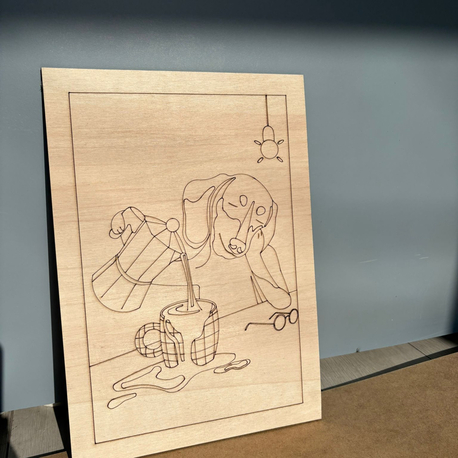 Boyanabilir Ahşap Tablo 19 cm x 27 cm "Dog"