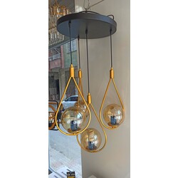 Damla 4 Lü Sarkıt Tepsili Gold Avize