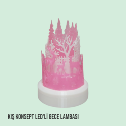 Kış Konseptli LED'li Gece Lambası-Pembe