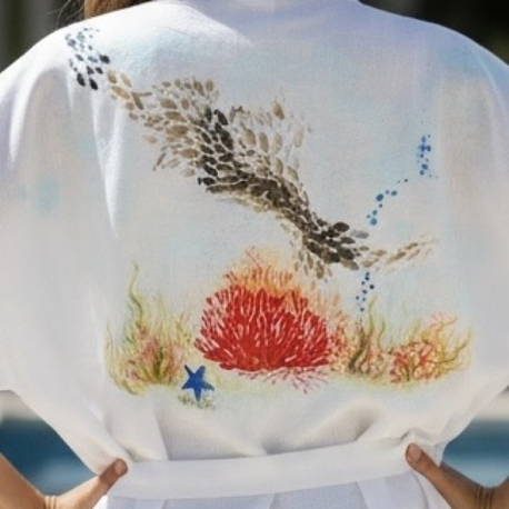 Kimono, hand-painted • Under water