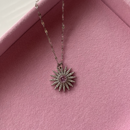 Gold pembe taşlı kolye