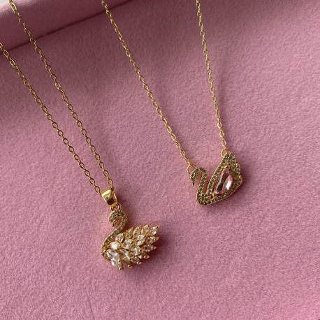 Swarovski Kuğu Kolye beyaz taşlı