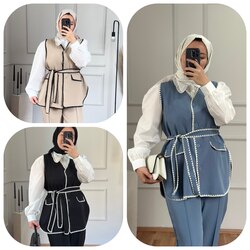 Biyeli Yelek Pantolon Takım