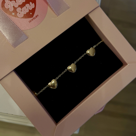 Kalp Charm Bileklik / 14k rengi