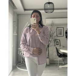 Pamuklu Çizgili Pembe Gömlek