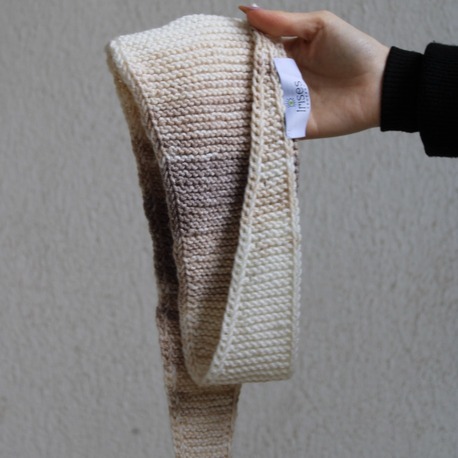 Kahve Tonları Örgü Kruvasan Şal/ Knitted Croissant Wrap – brown tone