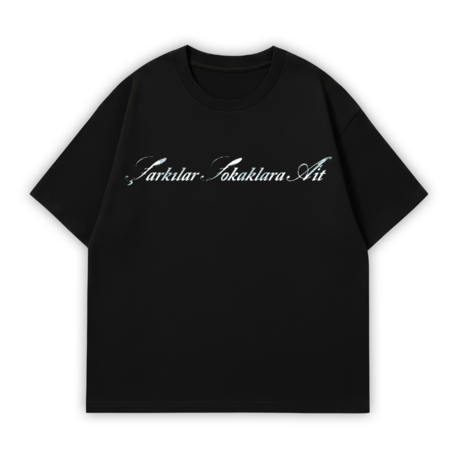 Şarkılar Sokaklara Ait FANMADE Oversize T-Shirt Siyah