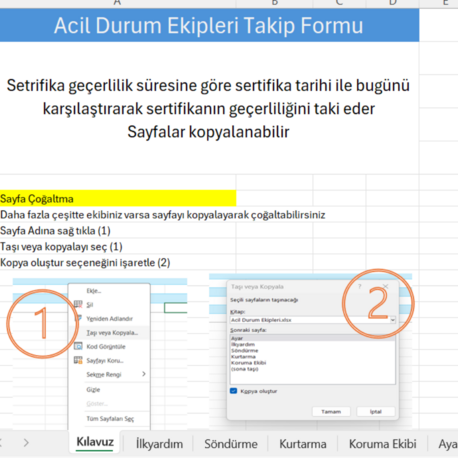 Acil durum ekibi (destek elemanı) takip formu