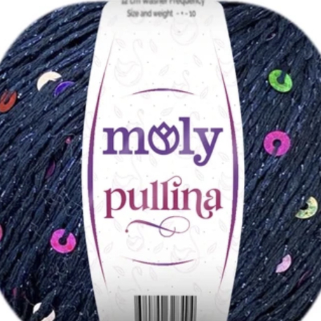 Molypullina lacivert simli pullu ip