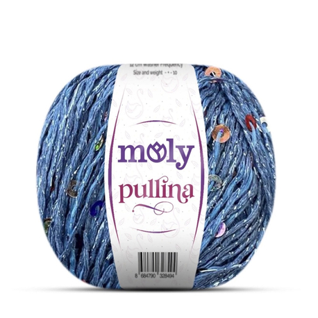 Molypullina simli pullu ip mavi renk