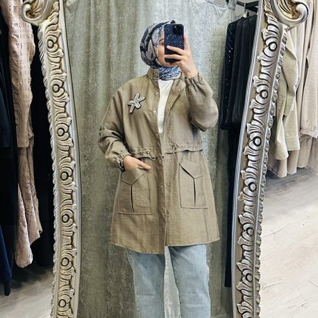 Zara kumaş giy-çık trenc vizon 