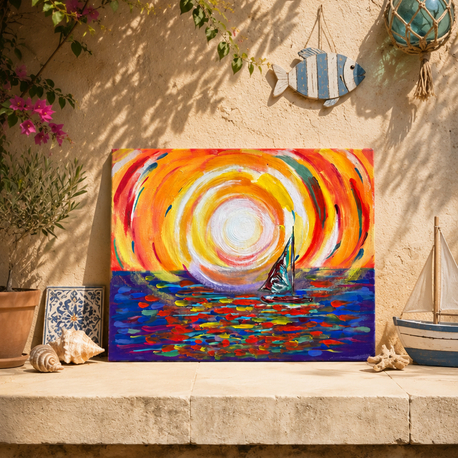 "Adada Gün batımı" akrilik tablo 40x50 cm