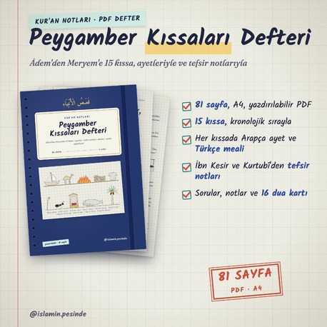 Peygamber Kıssaları Defteri · 81 Sayfa Yazdırılabilir PDF (Kur'an Notları)