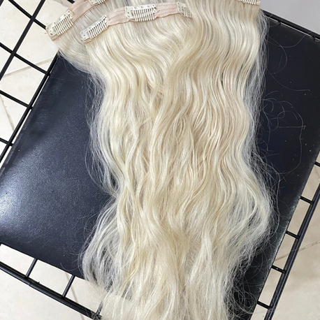8’li Set 65cm Platin Gerçek Saç Çıt Çıt 