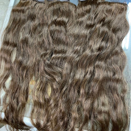 8’li Set 50cm Küllü Kumral Gerçek Saç Çıt Çıt 