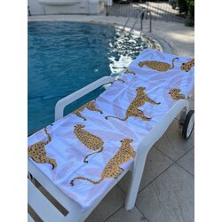 Leopar Desen Baskılı Plaj Havlusu