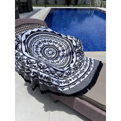 Mandala Desen Baskılı Yuvarlak Plaj Havlusu