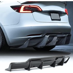 Tesla Model Y Arka Tampon Spoyleri, Arka Difüzör, Siyah Mat Karbon