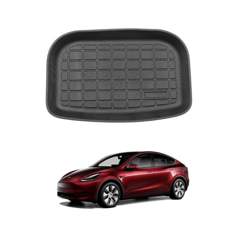 Tesla Model Y Arka Bagaj Havuzlu Kauçuk Paspası, Pirinç Desenli, Siyah Renk