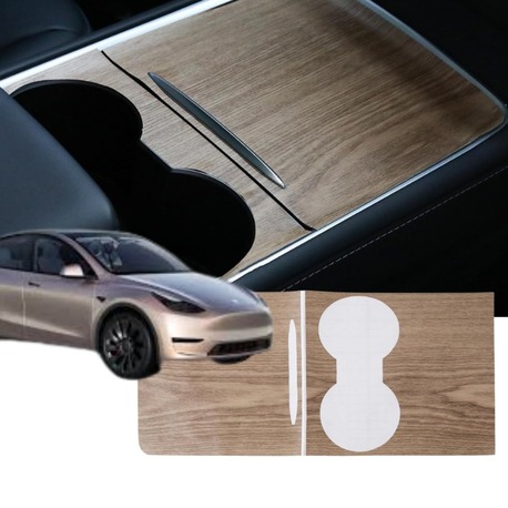 Tesla Model Y / Model 3 Orta Konsol Ahşap Kaplama Stiker, 2 Adet Set Olarak