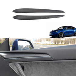 Tesla Model Y Ön Kapı Dekoratif Siyah Mat Karbon Kaplama 2'Lİ SET