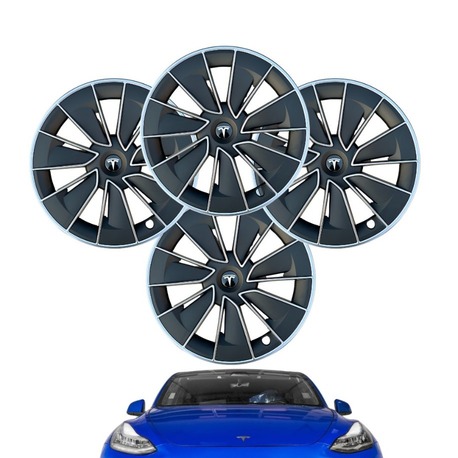 Model Y AEROX Jant Kapağı Seti 19 İnç, Kurşun Gri ve Mat Siyah Renk