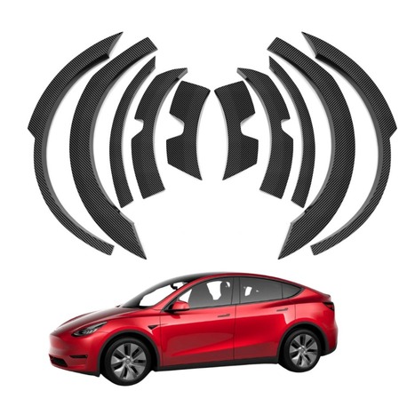 Tesla Model Y Karbon Kaplama Komple Dodik Seti, 10 Adet Set Olarak, Mat Siyah Renk