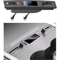 Orta Konsol USB Girişi Teleskopik Hızlı Şarj Type C Ve Iphone PD uyumlu siyah