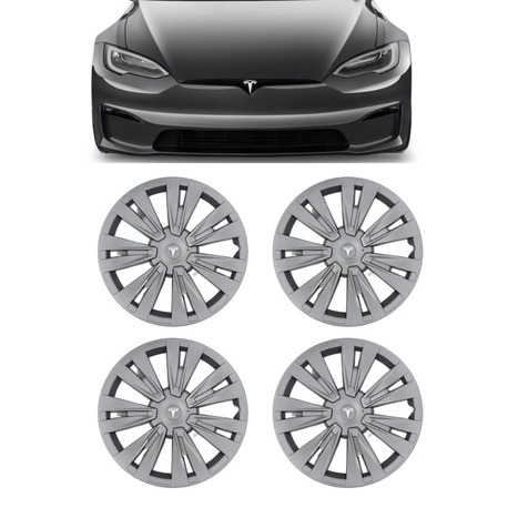 Model Y X PLAID Jant Kapağı Seti 19 İnç, Gri 