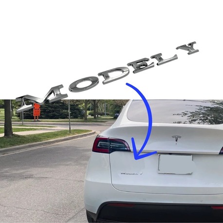 Tesla Model Y Arka Stop Altı " MODEL Y" Logosu, Gümüş Rengi