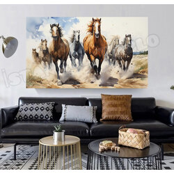 Atlar Dekoratif Kanvas Tablo 60x120 cm