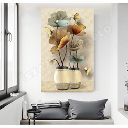 Vazodaki çiçekler kanvas tablo 60x120 cm